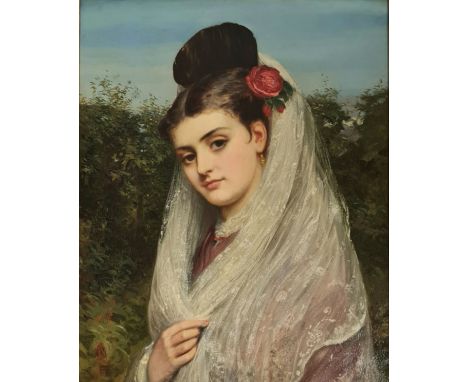 CHARLES SILLEM LIDDERDALE. (British 1831-1895). Oil on canvas. Signed with monogram to bottom left corner, portrait of a lady