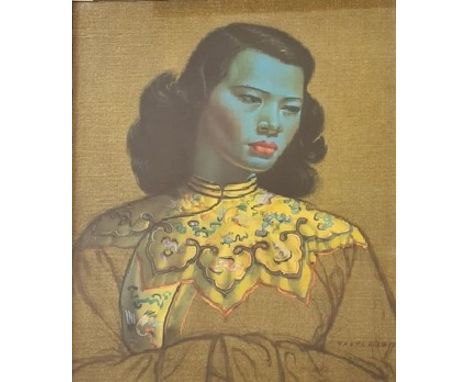 VLADIMIR TRETCHIKOFF. Print titled 'The Chinese Girl' . Approx 49cm x 60cm.