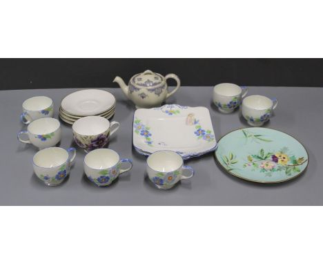 An Art Deco style Paragon china pattern X1345 ten piece tea set to include: cups, saucers, plates, sugar bowl, milk jug and t