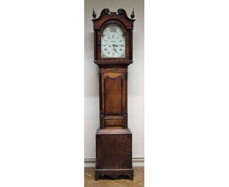 James Gale, Newport, an early 19th century oak, mahogany crossbanded longcase clock, the eight day movement striking upon a b