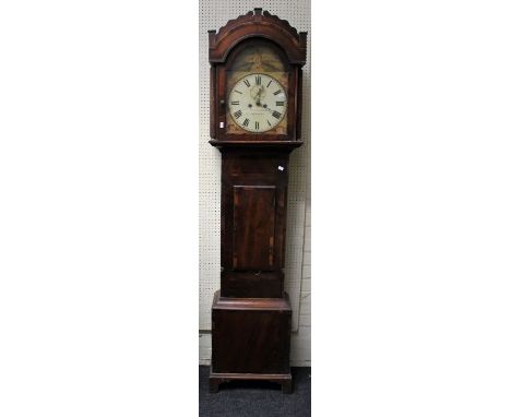 Samuel Shortman, Newnham, an early 19th century longcase clock, the painted arched thirteen inch dial supporting and eight da