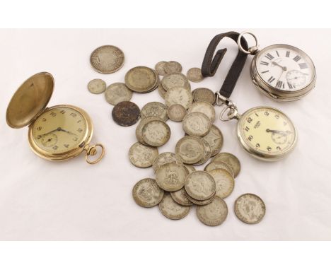 A silver cased pocket watch with uncracked enamel dial & working lever movement H/M Chester 1901,  gold-plated top-wind full 