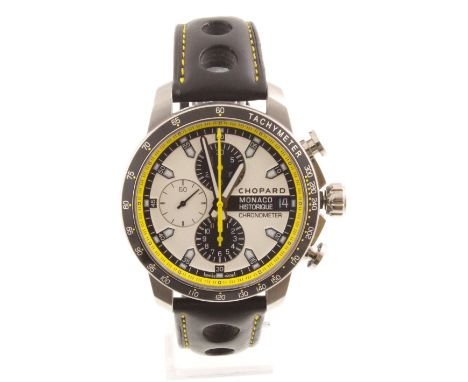 A CHOPARD 'Grand Prix De Monaco Historique' gents stainless steel wristwatch with original fitted leather strap, working Auto