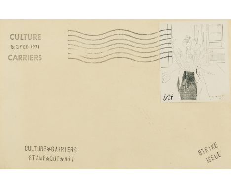 δ David Hockney (b.1937)Tulips, from 'Culture Carriers Stamp Out Art'Lithograph attached to franked envelope, 1971, signed wi