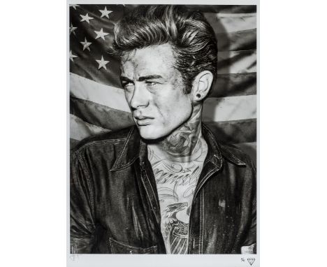 δ JJ Adams (b.1978)James Dean TattooGiclée print, 2015, signed and numbered from the edition of 95 in black ink, on glossy wo
