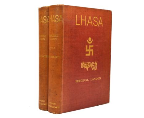 Landon, Perceval. Lhasa, 2 vols., First Edition,  1905. 8vo., orig. cloth gilt. Portrait, plates maps and plans (2)