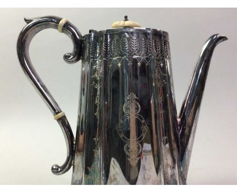 SILVER TOPPED CUT GLASS PRESERVE JAR ALONG WITH A COLLECTION OF SILVER PLATE  including a Victorian tea and coffee service (w