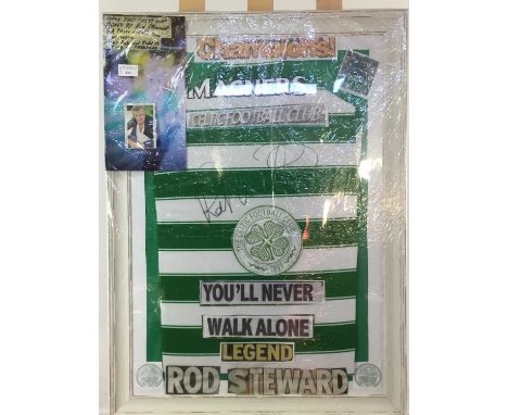 ROD STEWART SIGNED CELTIC SHIRT, framed