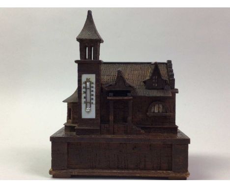 BLACK FORREST MUSICAL BOX, with thermometer19cm high
