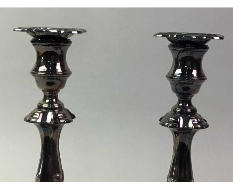 PAIR OF ELIZABETH II SILVER CANDLESTICKS, MAKER C J VANDER LTD, SHEFFIELD 1995 each candlestick filled29.1cm high