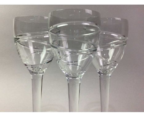 JASPER CONRAN FOR STUART CRYSTAL, SUITE OF GLASSES  comprising twelve red wine glasses, ten white wine glasses, eighteen soda