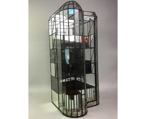 LEADED GLASS TERRARIUM, in the form of an Art Deco building67cm high, 31cm wideUpon inspection it does have a panel of glass 