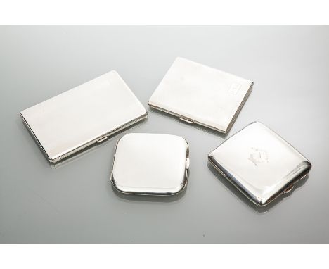 FOUR SILVER CIGARETTE CASES
including engine turned example by maker Adie Brothers Ltd, Birmingham 1932, a smaller engine tur