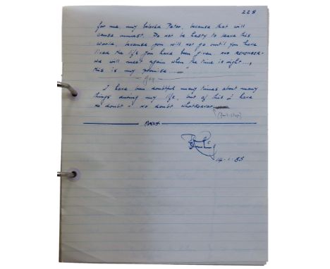  Peter Cushing 'An Autobiography', one large lever arch folder containing the handwritten manuscript, 237 pages, 8ins x 10ins