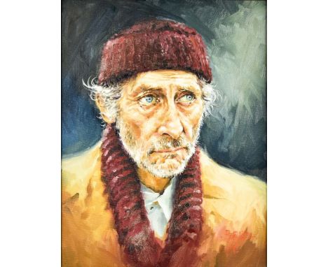  Barbara Fister-Liltz (20th Century) - Oil painting - Portrait of Peter Cushing as Mr Grimsdyke in 'Tales from the Crypt', mo