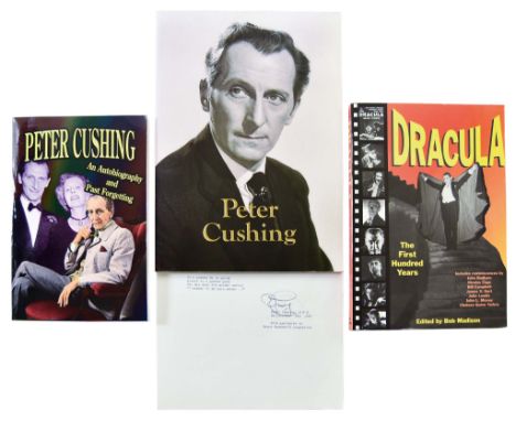  **'An Autobiography and Past Forgetting' by Peter Cushing, one soft back volume published 1999, and 'Peter Cushing' one A4 s