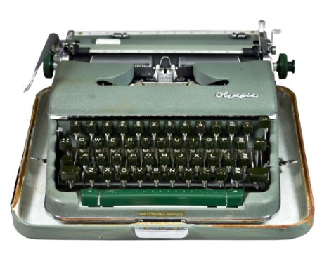  Peter Cushing's Typewriter - Olympia SM4 'De Luxe' cursive typewriter, circa 1960, serial number 1750508, in olive green wit