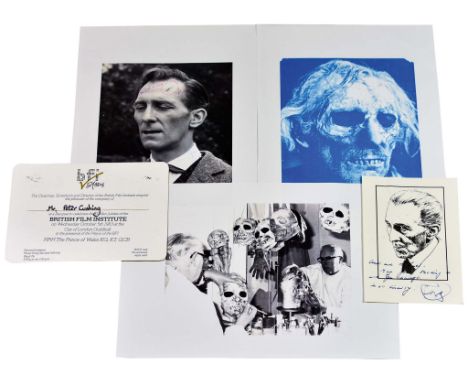  British Film Institute Golden Jubilee Invitation to Peter Cushing, dated October 5th 1983, one A6 copy of a drawn portrait, 