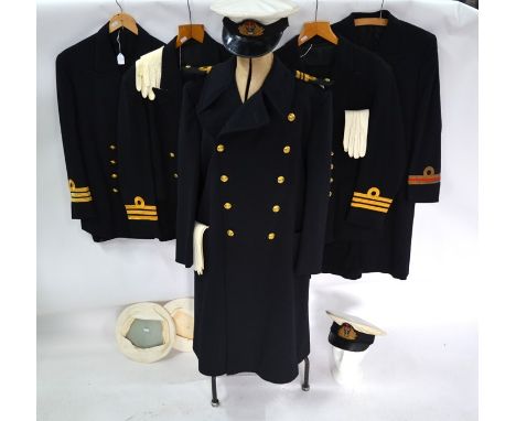 A Royal Navy officers (for Lieutenant Commander and Commander) greatcoat labelled for CH Bernard &amp; Sons, Feb. 1962 to/w t
