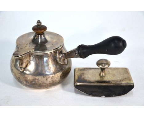 An early 19th century Indian Colonial silver brandy-warmer and cover with turned wood handle, Hamilton &amp; Co, Calcutta, da