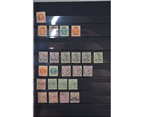 A stock- book containing Victorian and Edwardian postage stamps, inc perf. and imperf. 1d reds, perf 2d blues; 1847 10d brown