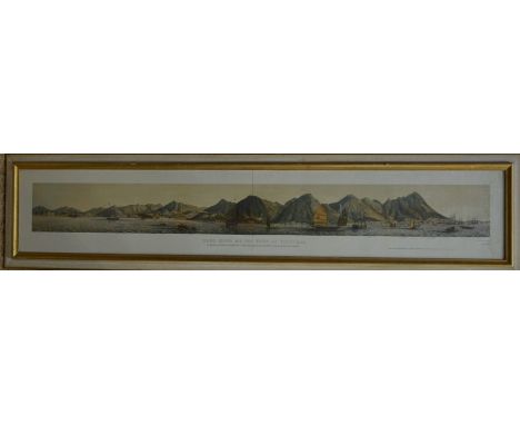 A panoramic lithograph of Hong Kong and the Town of Victoria, published London 1851 by Ackermann, Day &amp; Son, 28 x 158 cmW
