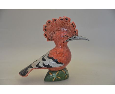 Jenny Hale (20th century) - 'Hoopoe', raku fired ceramic, signed to base, 35 cm high, 38 cm longARR may be applicableGood ori