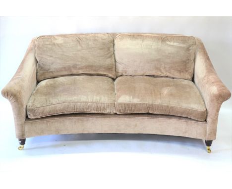 A contemporary plush upholstered two/three seat sofa of concave form, approx. 200 cm w x 110 cm deep o/all - the seat 66 cm d