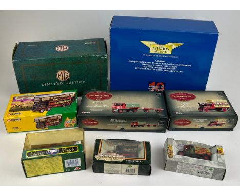 A COLLECTION OF CORGI TOYS, to include Limited Edition Mg, Aviation Archive Chinook (G-Bisp), Vintage Glory of the Steam and 