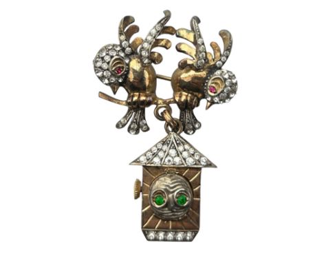 PROPERTY OF A TITLED LADY: TWO SWISS MADE FOB WATCHES IN 'PRINCE' BOXES,Both marked sterling silver, one in the form of two c