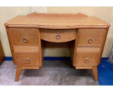 LIGHT OAK KNEEHOLE DRESSING TABLE 76CM H X 110CM X 48CM D