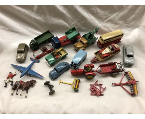 SELECTION OF DIECAST DINKY TOYS INCLUDING VAN WITH CAPSTON, HILLMAN HUSKY, 164 VAUXHALL CRESTA AND DINKY TOYS FOUR ENGINE LIN