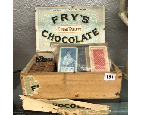VINTAGE CHOCOLATE BOX OF PLAYING CARDS, LOTTO, DOMINOES