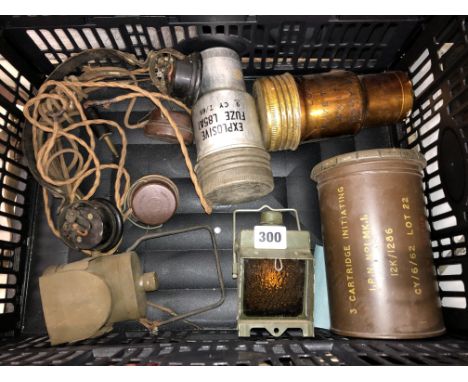 NO.1 MARK 1 CARTRIDGE, TWO OTHER EXPLOSIVE FUSE CANISTERS, FIELD LIGHT AND ONE OTHER