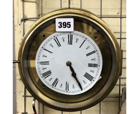 BRASS SHIP STYLE PORTAL CLOCK A/F 25CM D APPROX.