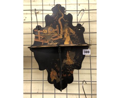 JAPANESE BLACK LACQUERED WALL SHELF 36CM X 25CM