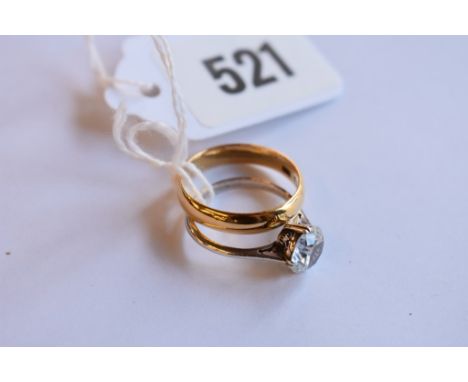A 22ct yellow gold wedding ring, together with a vintage paste ring. (2)