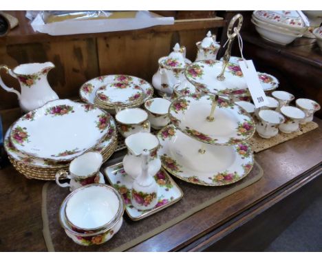 An extensive Royal Albert ' Old Country Rose ' tea & coffee service six setting to include teapots, coffee pot, milk jug, cre