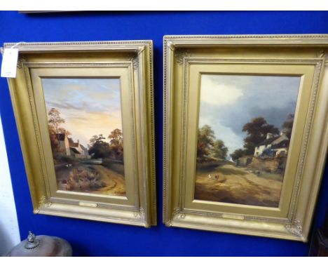 A pair of oil on canvas paintings by Edwin Siddall (British, late 19th century) 'Morning Light' and 'Evening Light',