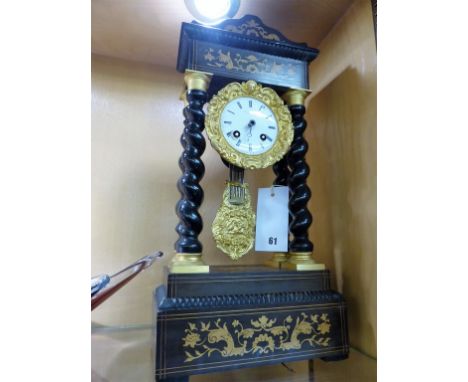 French Portico clock by Leroy of Paris (damaged dial).