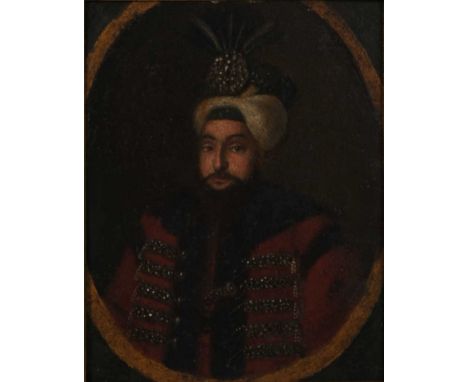 Circle of Konstantin Kapidgli, Portrait Miniature on Copper of Sultan Selim III (R. 1789-1809) oval shaped oil on copper, fra