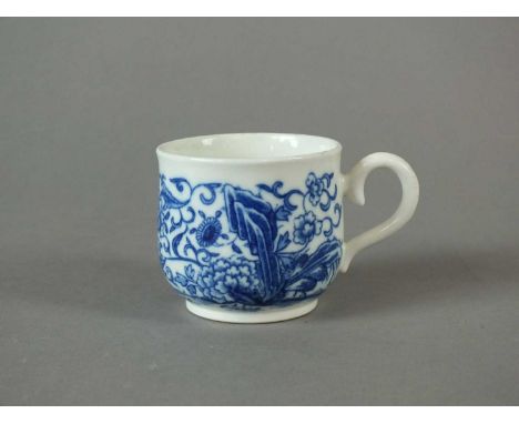 A Caughley custard cup circa 1778-92 transfer-printed in underglaze blue with the rare Garden Table pattern, circa 1778-92, S