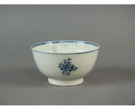 A Caughley bowl circa 1785-90 painted in blue with the 'Simple Posy' pattern with an associated blue line border to the rim a