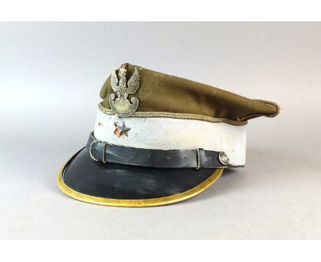 A Second World War Polish Service cap (Rogatywka) for a member of the Adjutant General Corps/Radio Service khaki top with cor