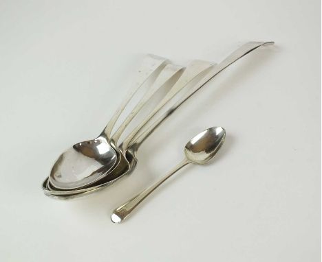 An Old English pattern tablespoon by Peter and Jonathan Bateman, London 1780, together with a silver basting spoon by Hester 