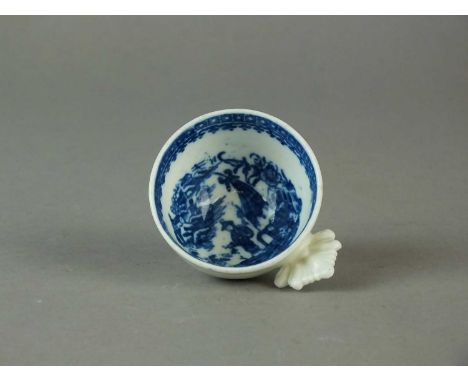 A Caughley wine taster or caddy spoon circa 1785-90 transfer-printed in underglaze blue with the Pleasure Boat pattern, unmar