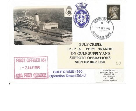 Gulf Crisis 1990 'Operation Desert Shield' Gulf Crisis R. F. A. Fort Grange on Gulf Supply and Support Operations, September 