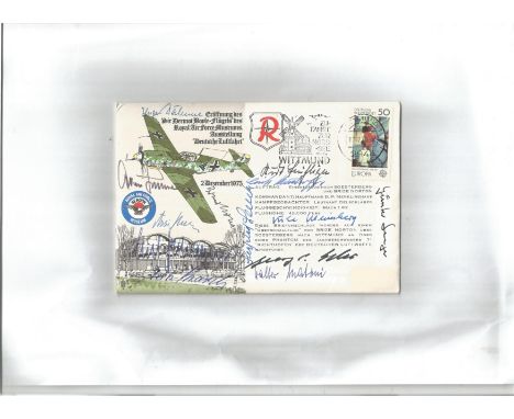 The Glorious Dozen JG2 Luftwaffe aces multisigned ME109 RAF Museum cover. Only 140 covers signed by A Galland, K B. Buhligen,