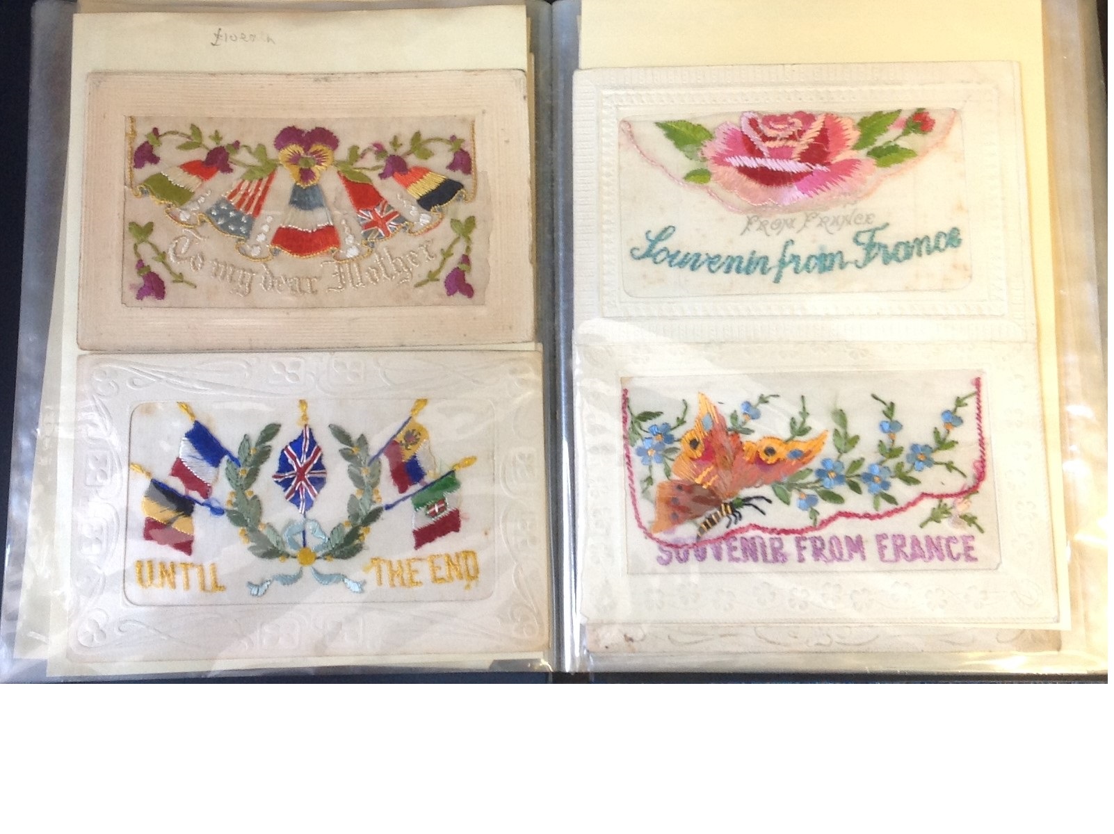 WWI collection over 30 silk postcards from France includes various