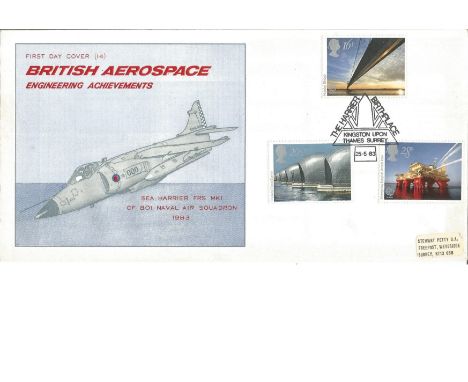 Historical Aviation flown cover First Day Cover (14) British Aerospace - Engineering Achievements, Sea Harrier FRS Mk1 of 801
